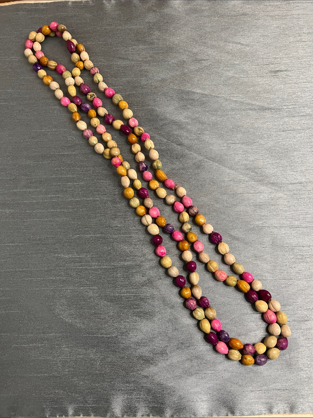 Vintage Dyed Job's Tears Seed Lei Necklace Boho Botanical Beads Approx. 29”